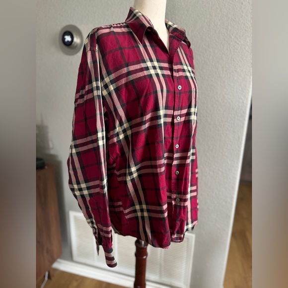 Burberry London Red Plaid Top Medium - Picture 5 of 6
